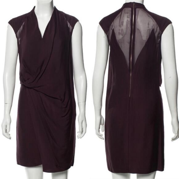 Helmut Lang Silk Purple Faux Wrap Dress - Picture 7 of 9